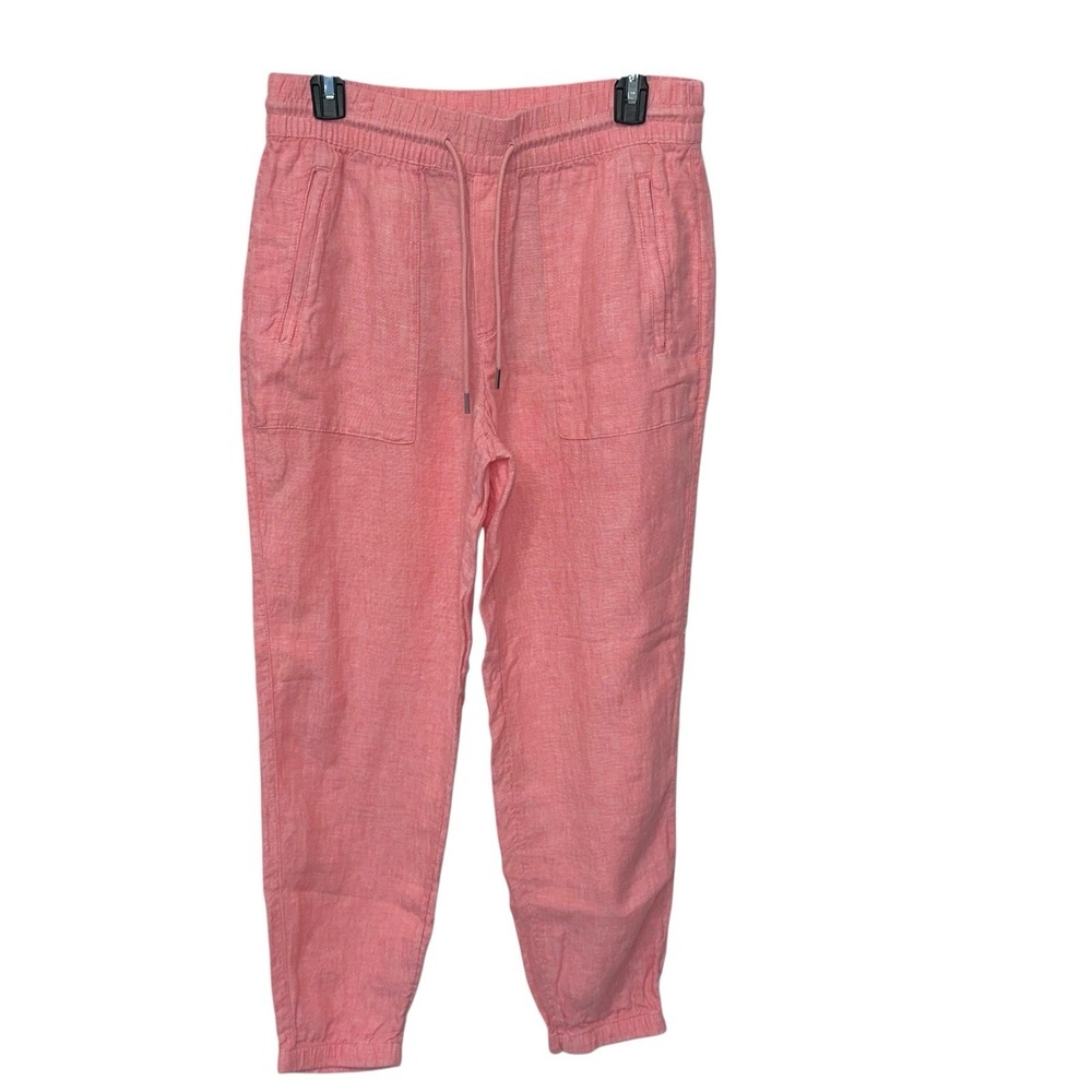 Athleta Retreat 100% Linen Jogger Women's Size 6 Sunset Glow 2023 Coral